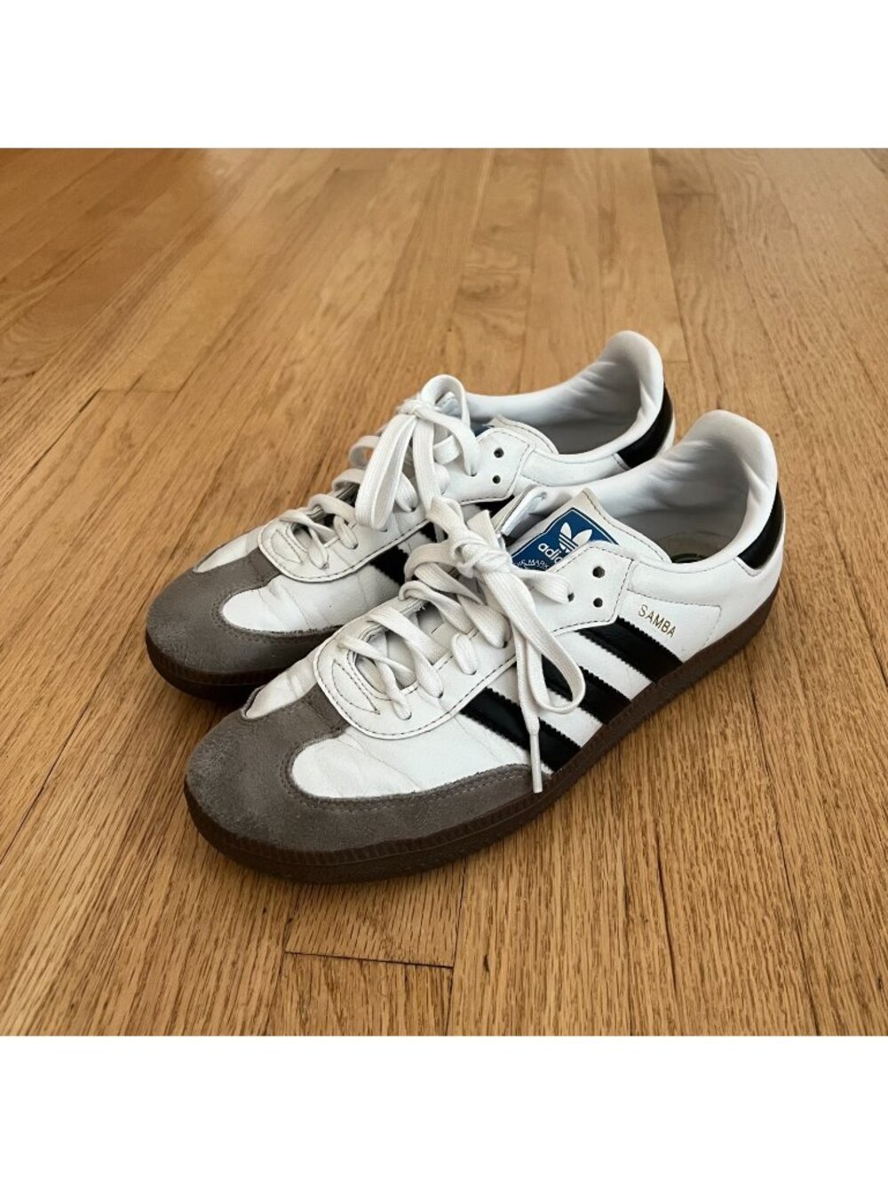 Adidas Samba OG White Black Gum Low Top Leather Sneakers Men's Size 8.5